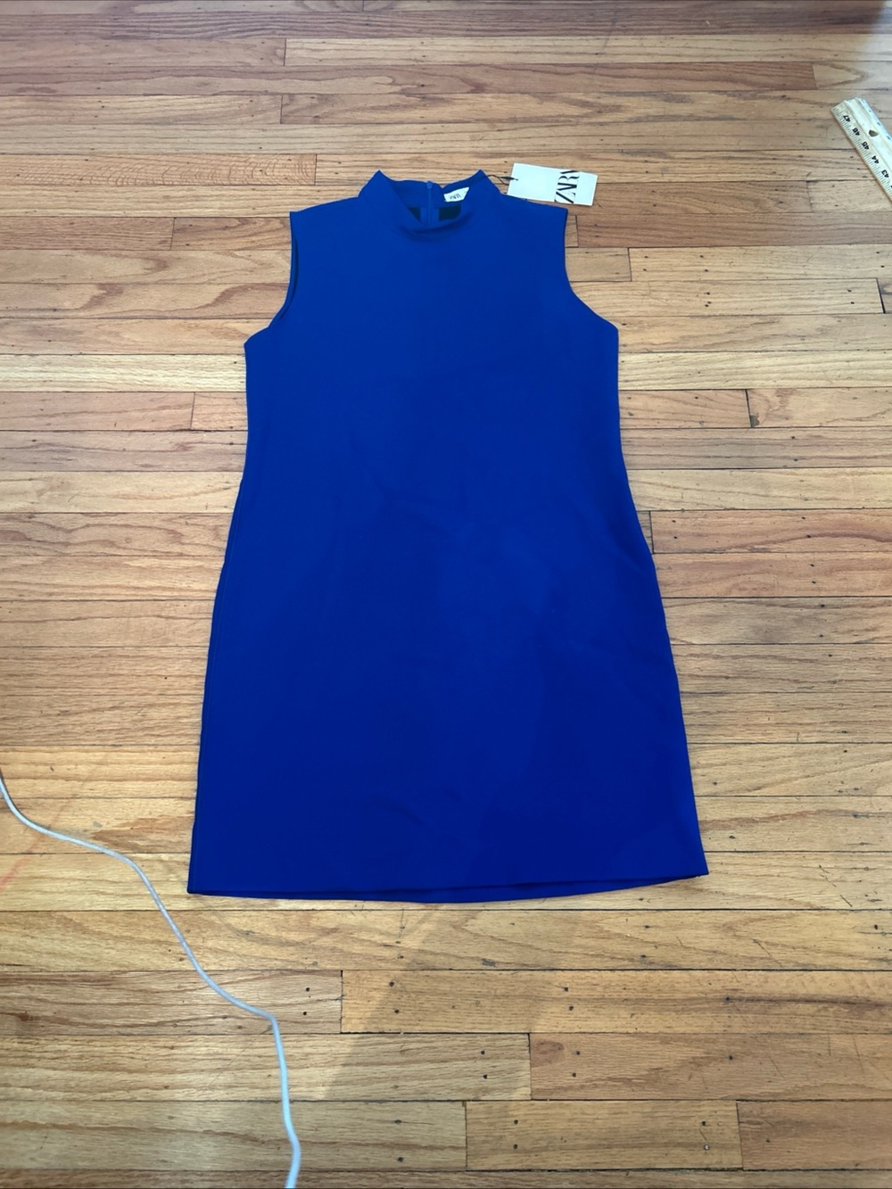 Zara Royal Blue Sleeveless Mock-Neck Mini Shift Dress Medium NWT Silhouette